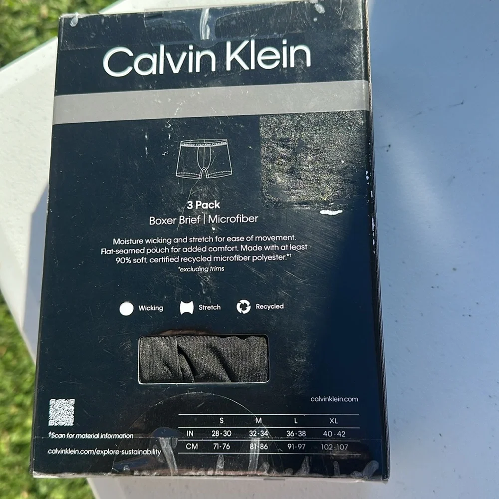Calvin Klein 3-Pk Microfiber Black Boxer Briefs LG NWT